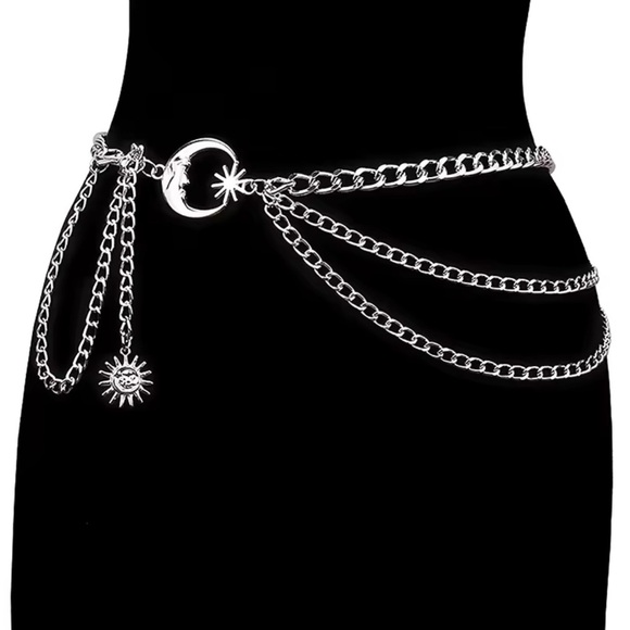 Waist Chain Belt for Dress Skirt Belts with Moon Star Waistbands 41” - Picture 3 of 3